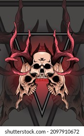 Deer horned skull vector illustration
