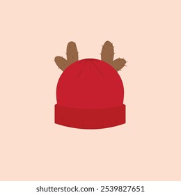 deer horns animal cap, cute winter had vector illustration