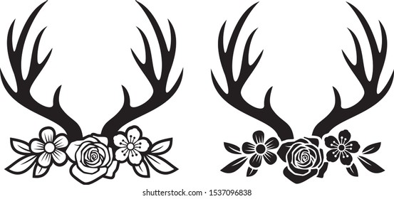 Deer horns or antlers with flowers