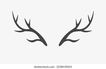 Deer Horns black silhouette. Antlers or mammal horns. Vector  illustration, isolated on white background