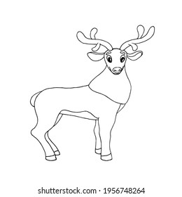 DEER MIT HORNEN NAHAUFGENOMMEN AUF WEISSEM HINTERGRUND, DOODLE.Vector Hirsch kann in Postkarten, Farbseiten, Weihnachtsdesigns, Textilien verwendet werden.