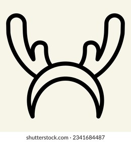 Deer horns cloth line icon. Reindeer mask outline style pictogram on white background. Funny Christmas reindeer horns hoop mobile concept web design. Vector graphics.