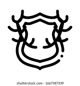 Hirschhorns-Vektorillustration Outline Deer Horns Schild. Illustration des isolierten Stumpfsymboles
