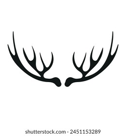 Deer horns. Illustration in black, isolated on a white background.