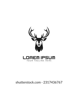 deer with horns minimal logo silhouette vector icon isolated