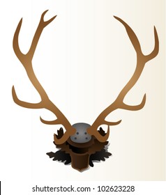 Deer horns on the wall vector illustration.