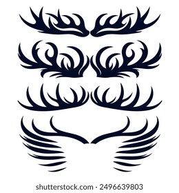 Deer horns set hunter vector art design