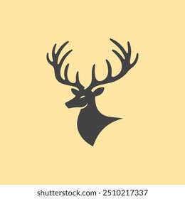 Deer with horns silhouette illustration artwork