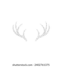 The deer horns symbol filled with black dots. Pointillism style. Vector illustration on white background
