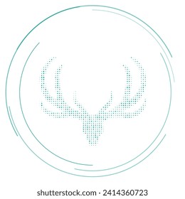 The deer horns symbol filled with teal dots. Pointillism style. Vector illustration on white background