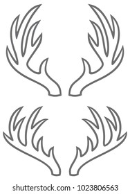 deer horns thin line icons