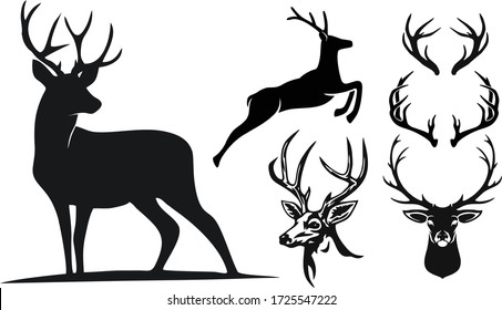 Deer Horns Vector Graphics Black