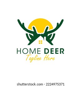 deer house vector illustration logo design