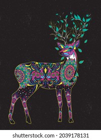 deer huichol boho art print