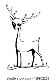 Deer with human face black and white isolated