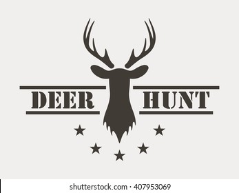 Deer Hunt. Hunting Club Logo In Vintage Style. Vector Illustration.