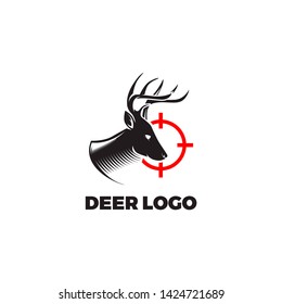 deer hunt logo design template