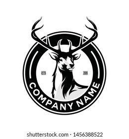 Deer Hunt Logo template, black and white Elegant Deer Head logo designs vector