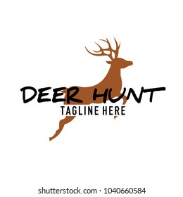 Deer hunt logo template. Elegant jumping deer logo designs vector