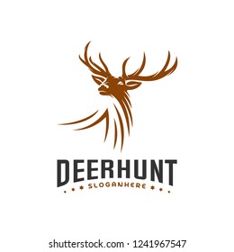 Deer Hunt Logo template, Elegant Deer Head logo designs vector
