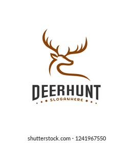 Deer Hunt Logo template, Elegant Deer Head logo designs vector