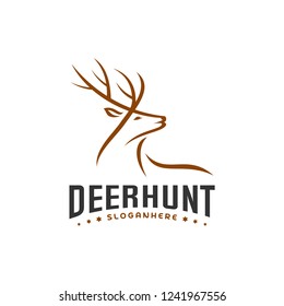 Deer Hunt Logo template, Elegant Deer Head logo designs vector