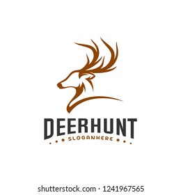 Deer Hunt Logo template, Elegant Deer Head logo designs vector
