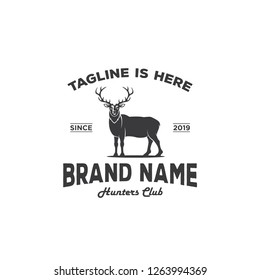 Deer Hunt Logo template, Elegant Deer Head logo designs vector - Vector