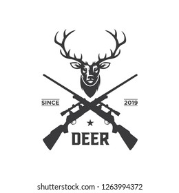 Deer Hunt Logo template, Elegant Deer Head logo designs vector - Vector