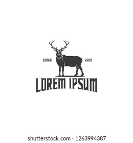 Deer Hunt Logo template, Elegant Deer Head logo designs vector - Vector