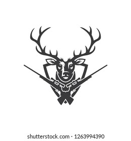 Deer Hunt Logo template, Elegant Deer Head logo designs vector - Vector