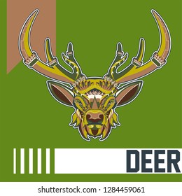 Deer Hunt Logo template, Elegant Deer Head logo designs vector