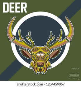 Deer Hunt Logo template, Elegant Deer Head logo designs vector