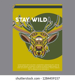 Deer Hunt Logo template, Elegant Deer Head logo designs vector
