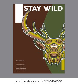 Deer Hunt Logo template, Elegant Deer Head logo designs vector