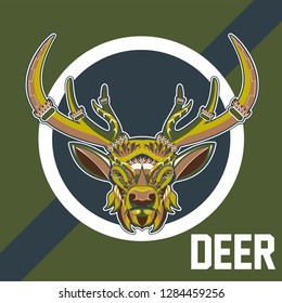 Deer Hunt Logo template, Elegant Deer Head logo designs vector