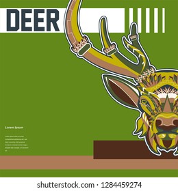 Deer Hunt Logo template, Elegant Deer Head logo designs vector