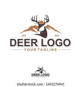 Deer Hunt Logo template, Elegant Deer Head logo designs vector