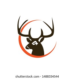 Deer Hunt Logo template, Elegant Deer Head logo designs vector
