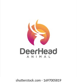 Deer Hunt Logo template. Horns, antelopes, elk, moose, Cervinae,muntjac, fallow deer, chital, Capreolinae, reindeer, chevrotains, Ruminantia And deer Logo Design Illustration.
