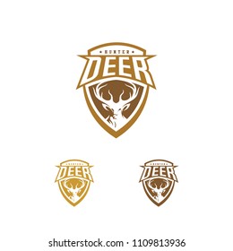 Deer Hunt Logo Vector, Elegant Deer Head logo design template