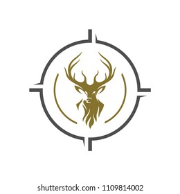 Deer Hunt Logo Vector, Elegant Deer Head logo design template