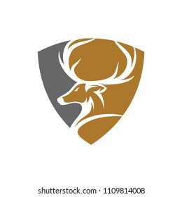 Deer Hunt Logo Vector, Elegant Deer Head logo design template