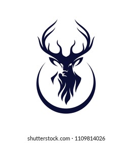 Deer Hunt Logo Vector, Elegant Deer Head logo design template