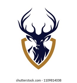 Deer Hunt Logo Vector, Elegant Deer Head logo design template