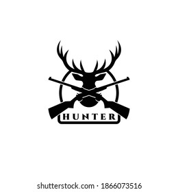 Deer hunt logo vector illustration design, hunter icon , deer head hunter symbol