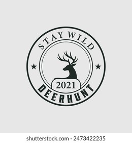 deer hunt stamp logo vector vintage illustration, simple art