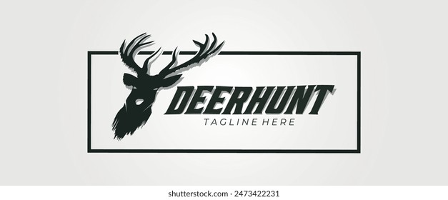 deer hunt sticker logo banner vector vintage illustration design