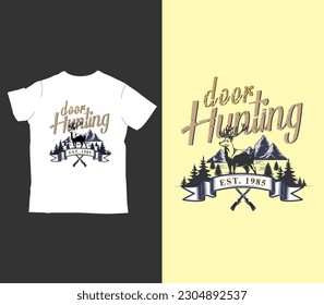 deer hunt vintage t-shirt design with abstract tees