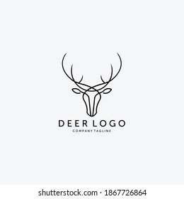 Deer Hunt Wildlife Outdoor Adventure Logo Vector Illustration Design Template Line Art